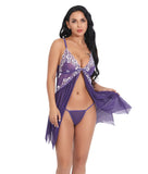 Toucheart Sexy Lingerie Set Women's Lace Nightgown Mesh See-through Suspender Dress Lace Patchwork Sexy Ultra Thin Pajama Set