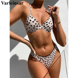 Sexy Leopard Bikini Swimsuit Female Swimwear Women Two-pieces Bikini set Underwired Bra Cup Bather Bathing Suit Swim Lady V2740