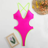 V Neck Splicing Extreme String Mini Micro Thong Women Swimwear One Piece Swimsuit Female Padded Bather Bathing Suit Swim K7085