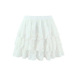 French-style Elegant Stand-up Collar Tie-waist Slim-fit Pleated Long-sleeve Shirt For Women With Waist Lace Cake Skirt QXS5