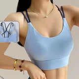 Women's yoga sports bra, integrated color blocking design with buckle sports bra