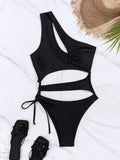Cut Out Asymmetric One Shoulder One Piece Swimsuit Women Swimwear Female Monokini High Cut Bather Bathing Suit Swim Beachwear