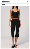 Summer New Yoga Clothing Women Solid V Neck Slim Sports Tank Top Athletic Wear High Waist Butt Lift Mid Pants Gym Fitness Suits