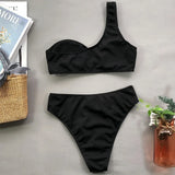 2026 Sexy Bikini Black Swimwear Swimsuit Women One-shoulder Bikinis Set Bathing Suit Beach Bikini Female Push Up Banadores Mujer