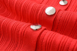 Foridol Red Knitted Polo Dress Autumn Winter Women Dress Casual Elegant Maxi A-line Hollow Out  Dress Slim Christmas Party
