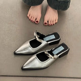 2026 New Summer Women Cover Toe Mules Slippers Fashion Metal Decoration Thick Heel Slide Shoes Comfort Street Style Footwear