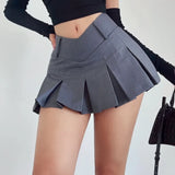 2024 Autumn Cute Aesthetic Y2k Micro Skirts High Waist Harajuku Streetwear Mini Skirt Sexy A-line V Waist Design Pleated Skirts