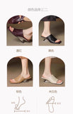 Luxe  Square Toe Slide Sandals Premium Leather One Strap Mules Chunky Sole Backless Loafers Dressy Casual Summer Shoes