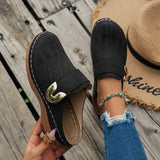 Closed Toe Med Heels Slippers Women Fashion Buckle Wedge Heel Sandals Woman 2025 Summer Lightweight Casual Non-Slip Beach Shoes