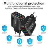 4 Ports Quick Charge 3.0 Wall Fast Charger Adapter Micro USB Fast Data Sync Charger Cable for Samsung Xiaomi Huawei Mobile Phone