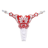 Butterfly Lace Thong for Women Low Waist G-String Transparent Mesh Panties Sexy Embroidered Briefs Adjustable Waist Culotte Femm
