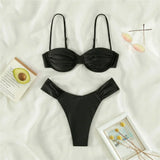 Sexy Wrinkled Underwired Brazilian Bikini Female Swimsuit Women Swimwear Two-pieces Bikini Set Triangle Bathing Suit Swim Lady