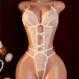 Teddy Transparent Lace Lingerie Deep V Open Bra Sexy Lingerie Women Sleepwear Open Croth Bodysuit Lenceria Porno Underwear Set