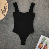 6 Colors Frill Trim Ruffled Sexy Women Swimwear One Piece Swimsuit Female Ribbed Bather Bathing Suit Swim Wear Monokini V1668