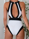 2026 Hollow Monokini Swimsuit Women One Piece High Neck Swimwear Female Sexy Bathers Bathing Swimming Swim Suit Beachwear XXL