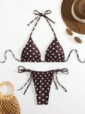 sexy polka dot print micro mini bikinis sets two pieces halter tie swimsuits beachwear bathing suit swimwear biquini tankini