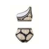 S - XXL Printed Sarong Female Swimsuit High Waist Bikini Women Swimwear Three-pieces Bikini set Bather Bathing Suit Swim V8212