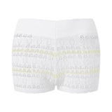 Summer Women's Knit Mini Shorts Elastic Waist Skinny Striped Print Micro Shorts Casual Daily Club Short Pants Beach Cover-ups