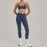 Women's Seamless Yoga Sets Sports Fitness Gym Sleeveless Vest Hip-lifting Slim Fit Pants Suits Running Training Workout Sets