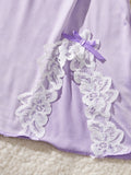 Light Purple Women Nightdress Sexy Lace Bow Lingerie Adult Dress Babydoll Sex Sleepdress Underwear Sets Ladies Erotic Outfits