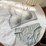 Sexy Push Up Lace Bralette Small Bust Wirefree Comfort Summer Ultra Thin Adjustable Straps Anti-Sagging Lingerie Set S-XL Bra