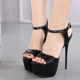 Women's High-Heeled Sandals 15cm Super High Heels Thin Heels Waterproof Platform One-Button Strap Sexy Women's Shoes 2026