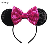 2025 Chic Disney Embroidery Sequin Minnie Ears Headband DOT Bow Hairband Girls Women Party Head Wear Kids DIY Hair Accessories