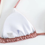 Sexy Shiny Pu Faux Leather Bikini 2025 Women Swimwear Female Swimsuit Two-pieces Bikini set String Bather Bathing Suit Swim Lady