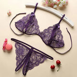 Lace Sexy Lingerie Bra Set Transparent Underwear Erotic Strappy Hollow  Lingerie Set Hot Garter & Thong Women Porn White Bra Set