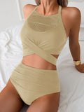 Sexy Black Mesh Patchwork Bikini Set 2026 Women Hanging Neck Bandage Cross High Waist Swimsuit Beach Bathing Suit Swimwear