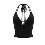 Women's Spring and Summer Camisole Studded Backless Navel Pullover Vest Top Fashionable and Sexy