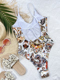 New Sexy One Piece Swimsuit Swimwear Women V-neck Backless Print One-piece Bathing Suit Beachwear Costumi Da Bagno Donna 2026