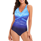 Sexy Stripe Patchwork Swimwear Women 2026 V-neck One Piece Bikini High Waist Slim Monokini Summer Suspender Backless Beachwear