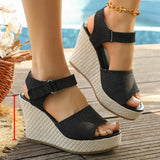 Summer Chunky Wedges Sandals for Women 10Cm Super High Heels Sandals Woman 2026 Casual Ankle Strap Platform Sandles Plus Size 43