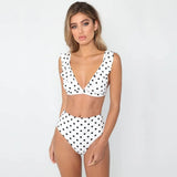 2026 Sexy Bikini Women Swimwear Swimsuit Dot Ruffle High Waist Deep V Bikinis Set Beach Bathing Suit Female Trajes De Bano Mujer