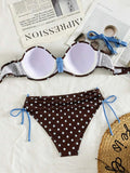 Sexy Black Polka Dot Print Bikini Set 2026 Women Pleate Push Up Drawstring Side High Waist Swimsuit Beach Bathing Suit Swimwear
