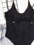 2026 Sexy Black One Piece Swimsuit Swimwear Women Solid One-piece Bathing Suit Beachwear Costumi Da Bagno Donna Banadores Mujer