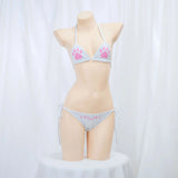 Japanese Kawaii Cat Paw Micro Bikini Set for Girl Women Bathing Suit Bandage Backless Mini Swimsuit Underwear Lingerie