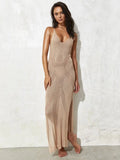 2025 Sexy Hollow Out Crochet Knitted Tunic Beach Cover Up Cover-ups Beach Dress Beach Wear Beachwear Female Women Long Dress