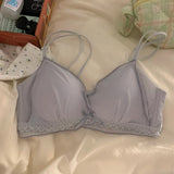Women's French Ruffle Bralette Set | Wirefree Push Up with Silk Touch Thin Cups for Small Chest | Sweet & Trendy MOYISU Bra S-XL