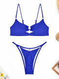 Hollow Out Bikini 2026 Solid Ring Link Swimsuit Women Padded Swimwear Female Bathers Bathing Swimming Swim Suit Beachwear