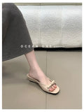 2026 New Polka Dot Wedges Heels Women Slippers Fashion Open Toe Butterfly-knot Party Dress Slide Summer Outdoor Daily Wear Shoes