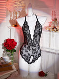 Transparent Lingerie For Women Ultra Hot Bow Erotic Underwear Adult Sex Pajamas Crotchless Backless Lace Sexy Teddies Bodysuit