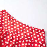 Fashion Summer Mini Skirt Women Dots Print Side Ties Low Waist A Line Skirts for Parties and Casual Wear