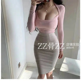 WOMENGAGA Mid Length Skirt For Elegance Apricot Slim Mini Dress Sweet Sexy Korean Women 2023 Skirts High Waist Fashion HGR0