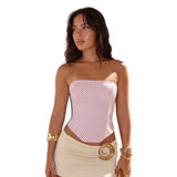 Women Solid Color Tube Tops Slim Tie Back Off Shoulder Sleeveless Crop Trendy Summer Tops Streetwear