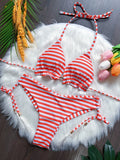 Sexy print women's bikini swimsuit split set with straps and tassels 2-piece set for summer beach swimsuit
