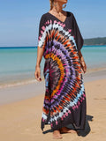 2026 New Colorful Kaftan Tunic Beach Dress Beach Wear Beachwear Beach Cover Up Cover-upsLoose Maxi Dress Female Women V4428