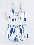 2026 Tie Dye Bikini Drawstring Swimsuit Women High Waist Shorts Swimwear Female Padded Bathing Suit Swimming Beachwear Summer