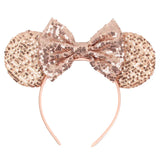 Disney Mickey Mouse Ears Leopard Print Headbands for Girls Baby Women Sequins 5"Bows Hair Accessories Adults Hairbands Kids Gift